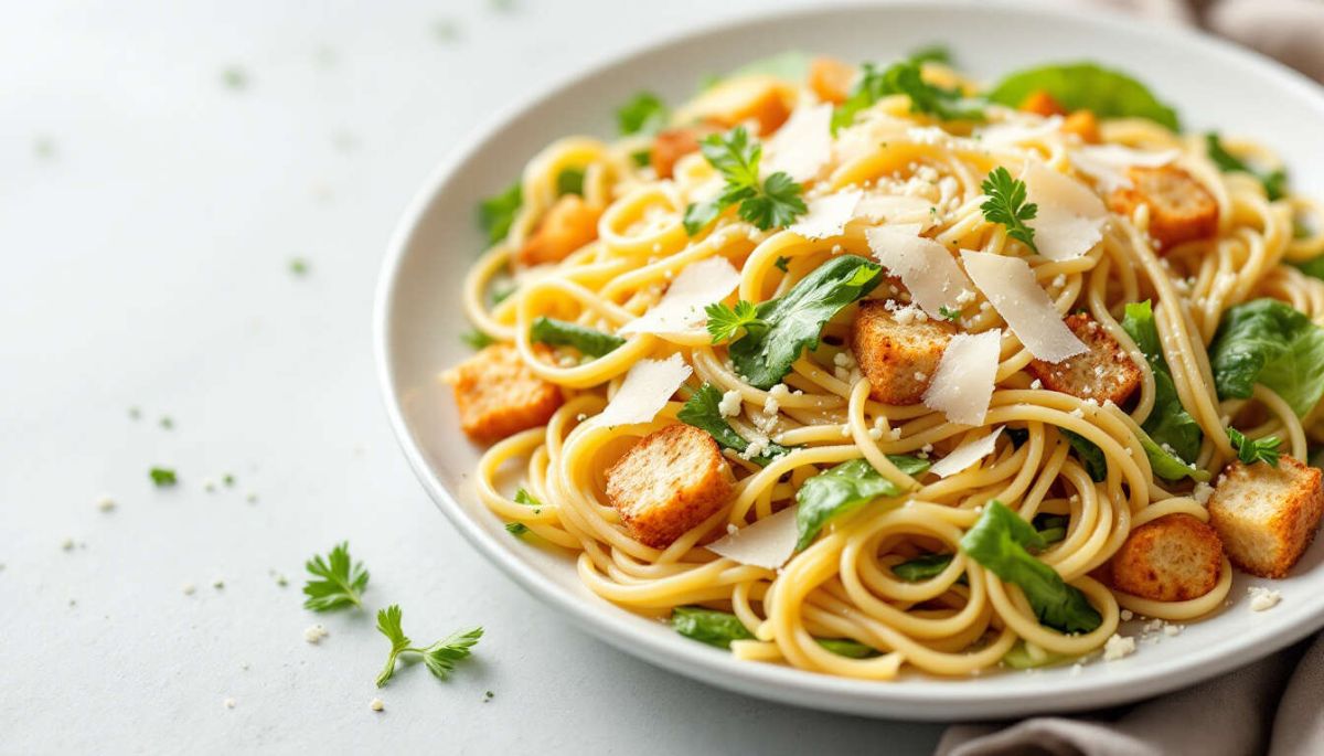 Une salade de pâtes César revisitée pour un repas léger et gourmand