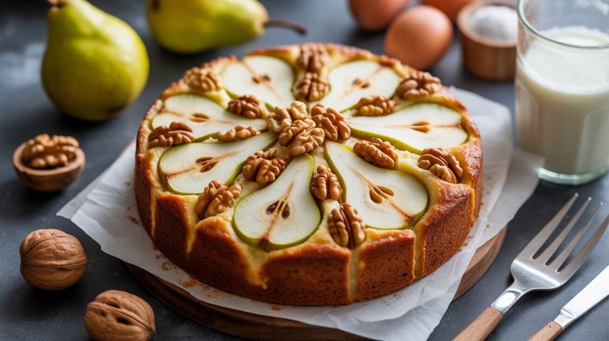 Gâteau léger aux poires et noix : une douceur irrésistible