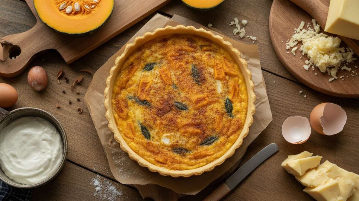 La quiche légère au potimarron et Comté