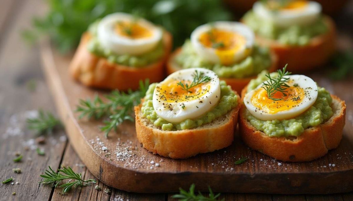 Nids de pain : œufs mollets, tartinade végétale et herbes de Provence