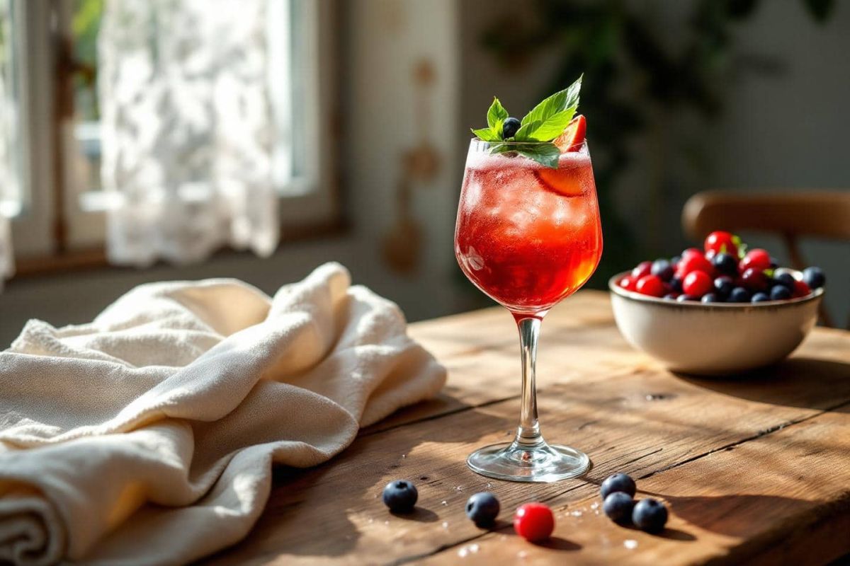 Un spritz aux fruits rouges et basilic pour un été pétillant