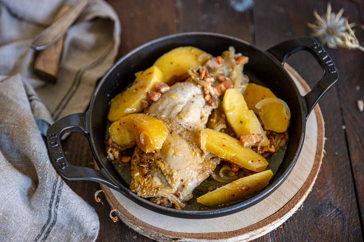 Cocotte de poulet au cidre et pommes