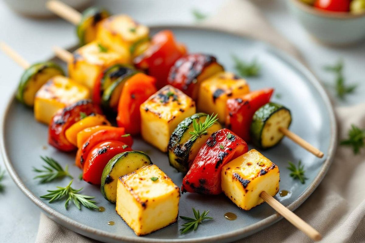 Des brochettes halloumi et légumes pour un été inoubliable