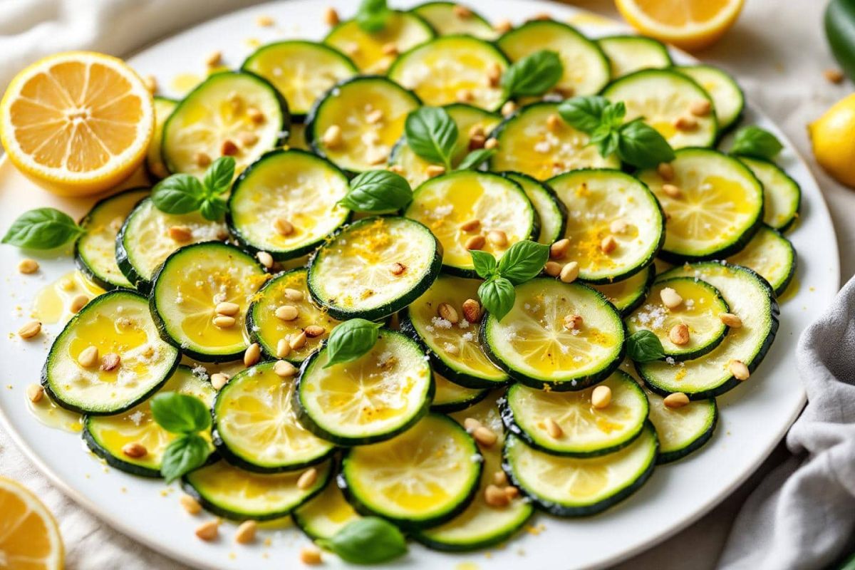 La courgette en carpaccio citronné : une entrée estivale et légère à découvrir