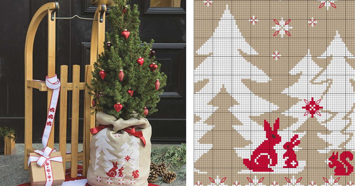 L'art de la broderie : fabriquez un sac à sapin au point de croix
