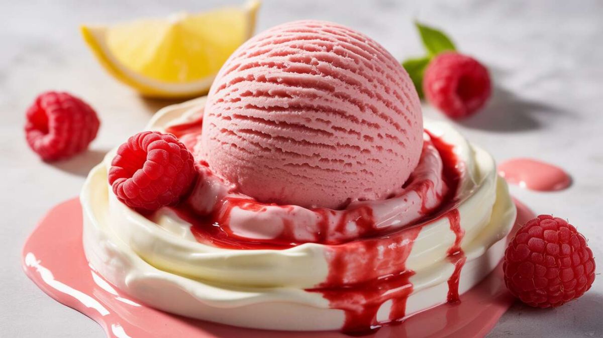 Savourez une glace légère aux framboises pour l'été