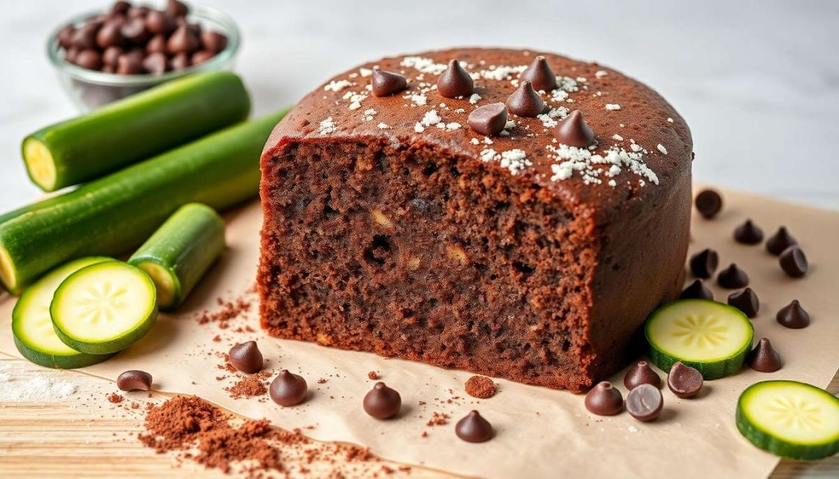 un gâteau au chocolat et à la courgette si moelleux qu’on ne devine pas sa légèreté