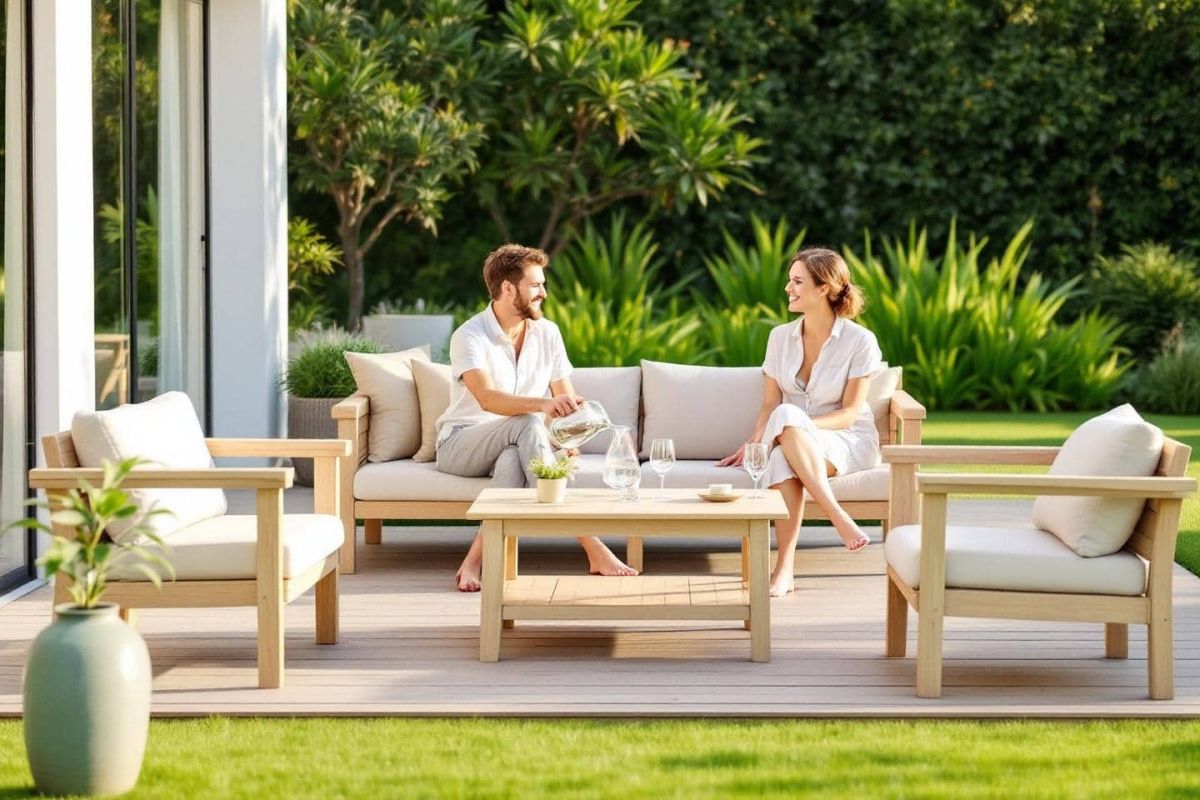Transformez votre espace extérieur avec le salon en bois d'acacia Atlas NATERIAL à prix réduit