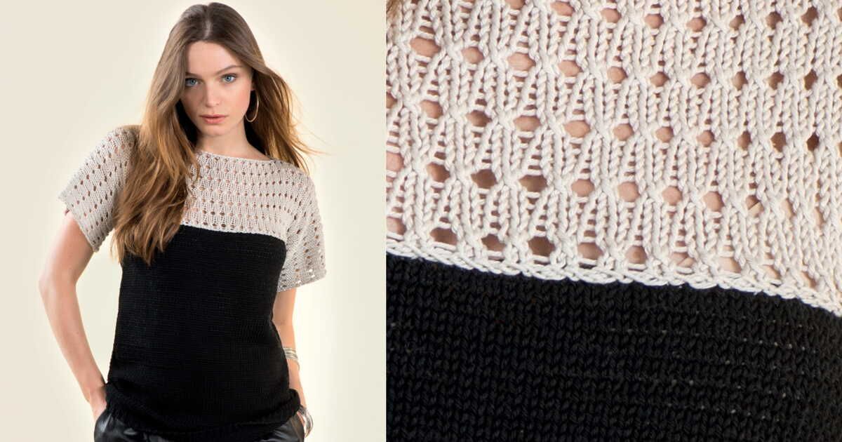 Le pull bicolore ajouré : un incontournable de cette saison