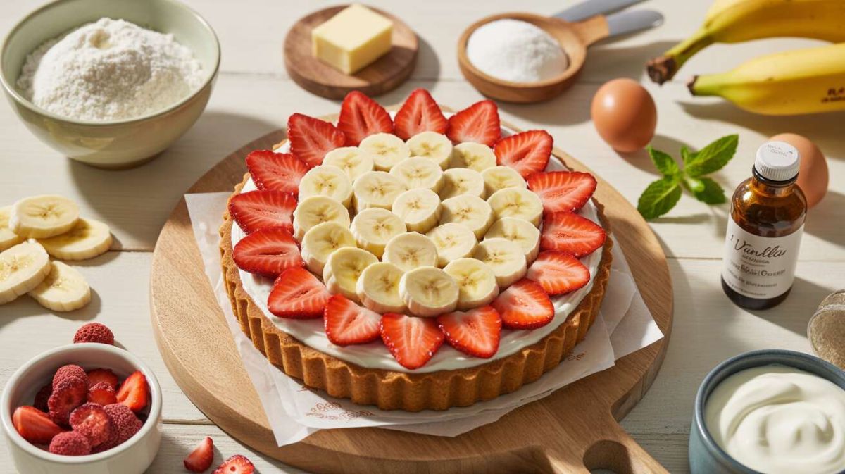 découverte gourmande : la tarte légère aux bananes et fraises de mélanie