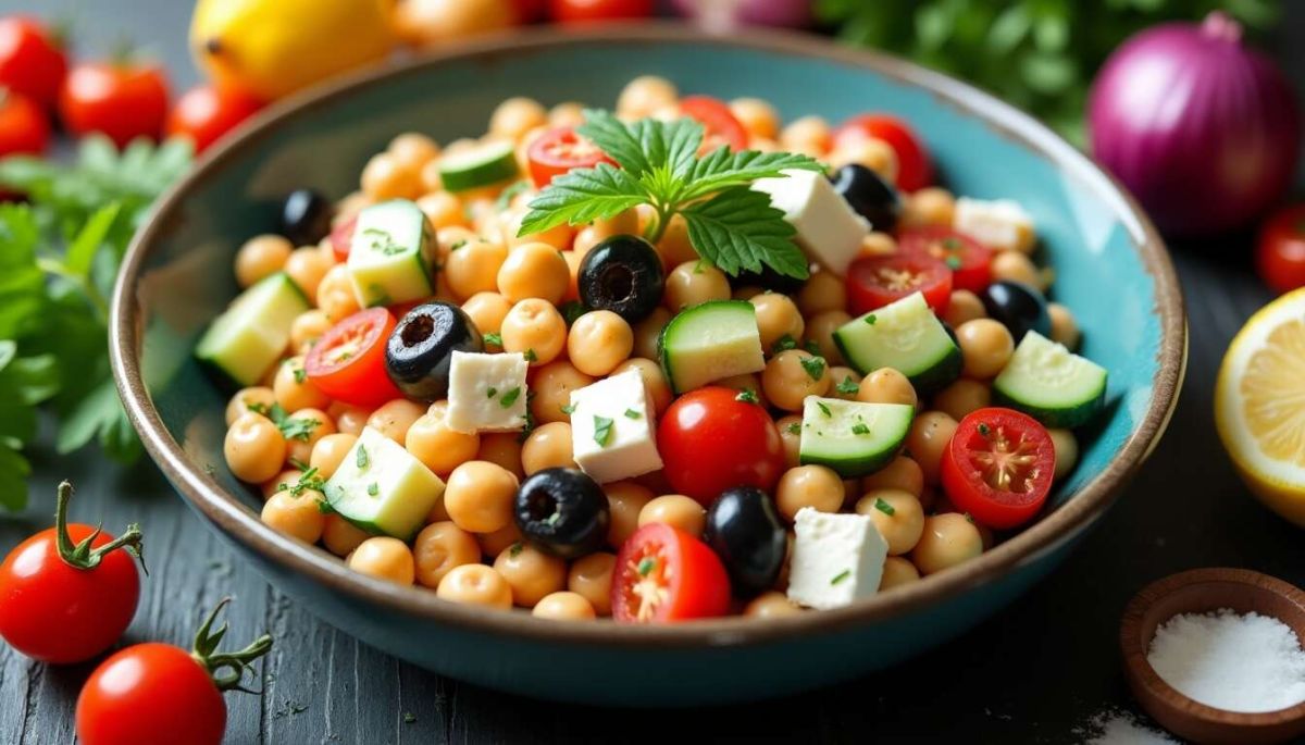 Savourez la fraîcheur d'une salade méditerranéenne de pois chiches
