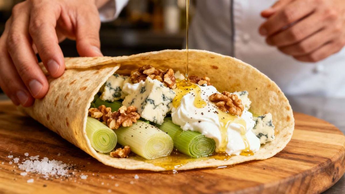 Découvrez le wrap poireau et fromage bleu, une recette pleine de surprises